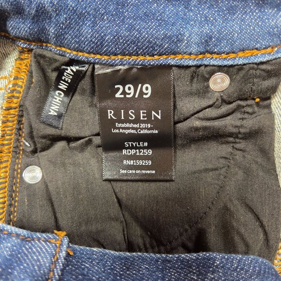 Risen Los Angeles Distressed Raw Hem Blue Skinny Jeans Womens Size 29/9 New Tags - Picture 10 of 14